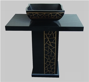 Black Grantie Pedestal Sink, Black Granite Sink