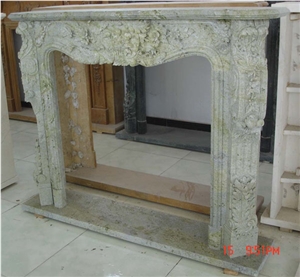 Beige Marble Fireplace