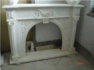 White Marble Fireplace, White Travertine Fireplace
