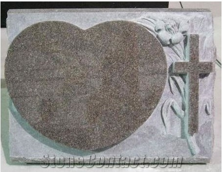 Yellow Granite Heart Tombstone,American Style Monument