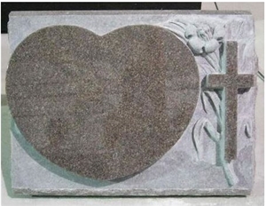 Yellow Granite Heart Tombstone,American Style Monument