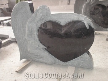 Angle Heart Granite Headstone,European Style Monum