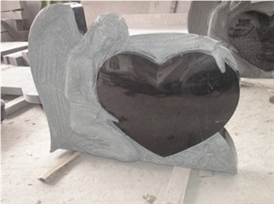 Angle Heart Granite Headstone,European Style Monum