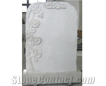 White Granite Headstone,European Style Monument
