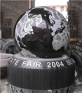 Black Granite Floating Sphere Fountains