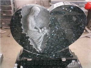 Emerald Pearl Granite Heart Headstone