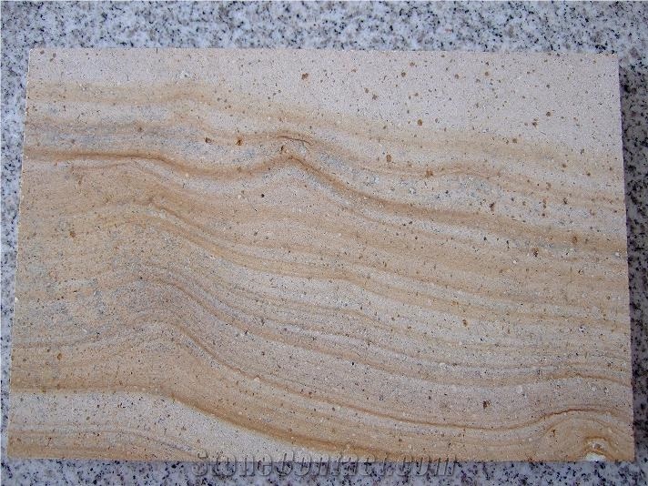 Wooden Sandstone Slabs & Tiles, India Yellow Sandstone