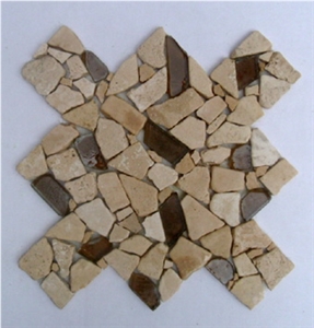 TRAVERTINE BROKEN wITH GLASS MOSAICS