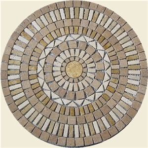 Noce Travertine Mosaic Round Medallion