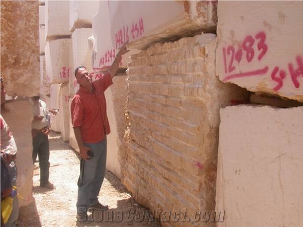 Sell Rough Blocks from Own Quarries, Palestine White Marble
