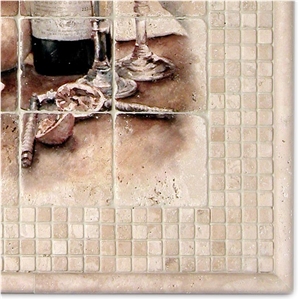 Beige Travertine Mosaic Art Work