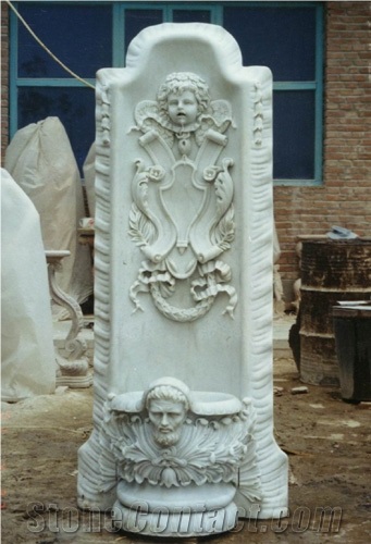 White Marble Wall Fountain