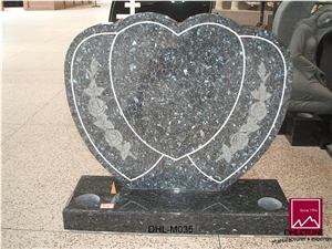 Blue Pearl Granite Heart Tombstone,Monument Dhl-M035