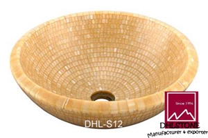Dhl-S12 China Yellow Onyx Mosaic Sink