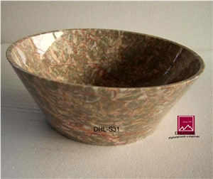 Coral Red Marble Sink Dhl-S31