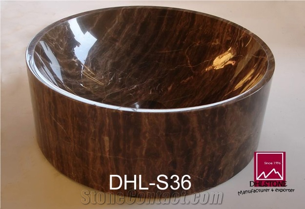 Dhl-S36 Coffee Brown Marble Sink