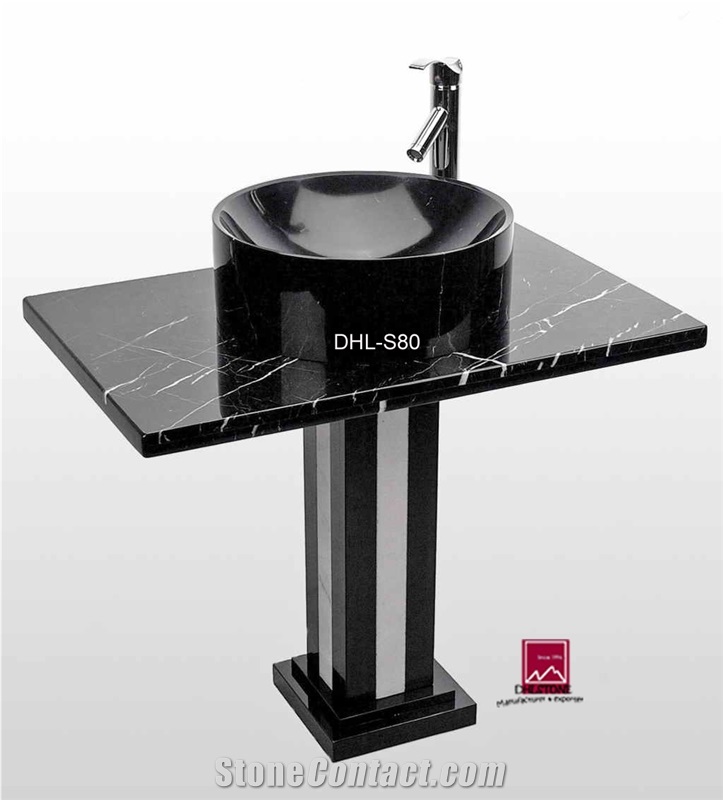 Dhl-S80 China Marquina Marble Pedestal Sink