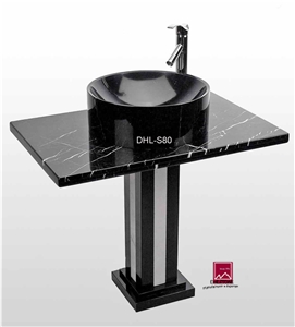 Dhl-S80 China Marquina Marble Pedestal Sink