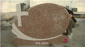 Yellow Granite Cross Tombstone Dhl-M050