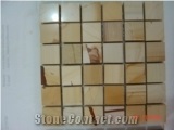 Teak Wood Yellow Marble Mosaic