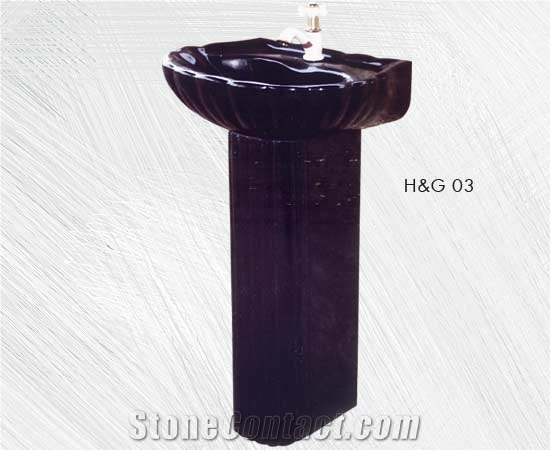 Black Granite Pedestal Wash Basin