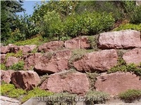 Red Sandstone Retaining Wall