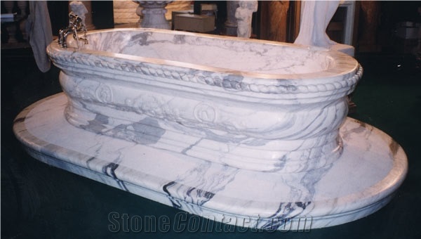 White Marble Sculptured Bathtub
