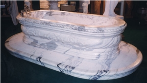 White Marble Sculptured Bathtub