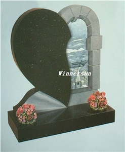 Black Granite Heart Tombstone