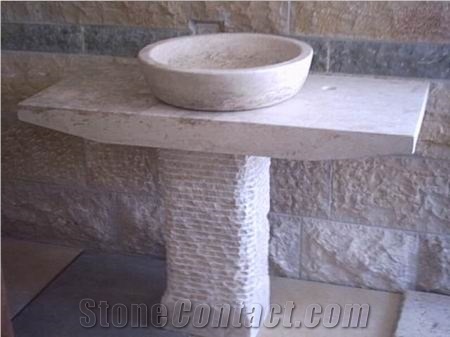 Jerusalem Stone Vanity Top, Sink