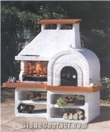 White Marble Fireplace and Barbecue