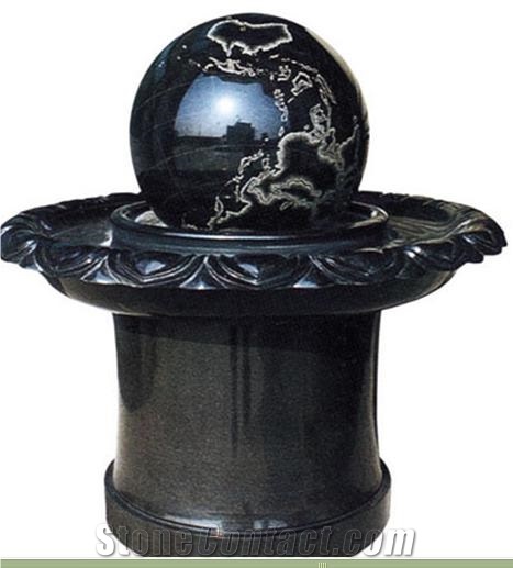 Black Granite Ball Fountain
