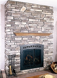 Fireplace Mountain Ledge Fireplace Design with Fieldstone