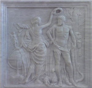 White Marble Embossments Art Work,Wall Relief