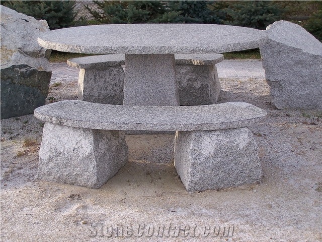 Grey Granite Garden Table Set