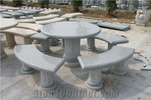 Grey Granite Table&Bench