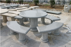Grey Granite Table&Bench