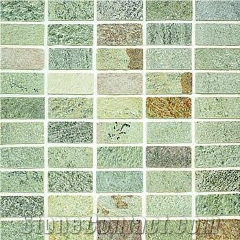 Perla Marina Quartzite Cleft Mosaic, Perla Marina Green Quartzite Mosaic