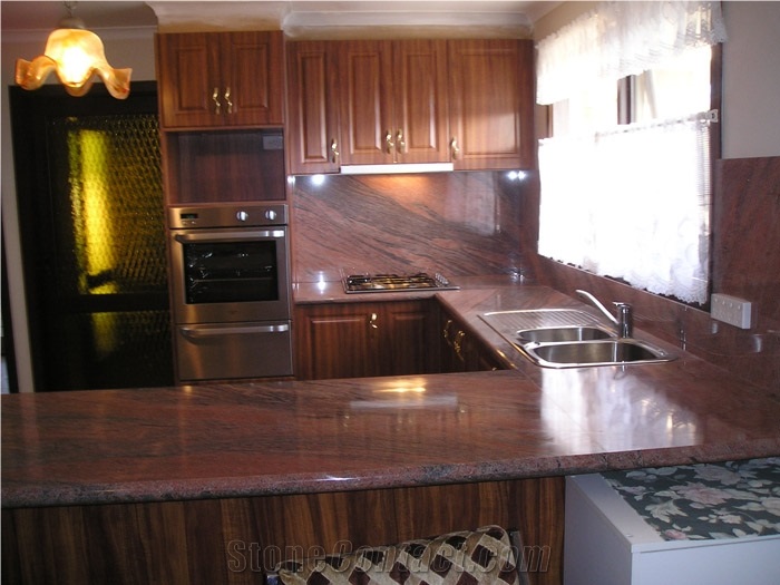 Multicolor Red Granite Kitchen Benchtop and Design