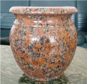 Monument Urn, Vase, Sesame Red Granite Urn