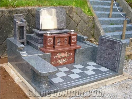 Blue Granite Japanese Style Tombstone