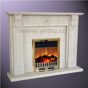 White Limestone Fireplace