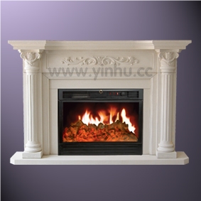 White Marble Indoor Fireplace