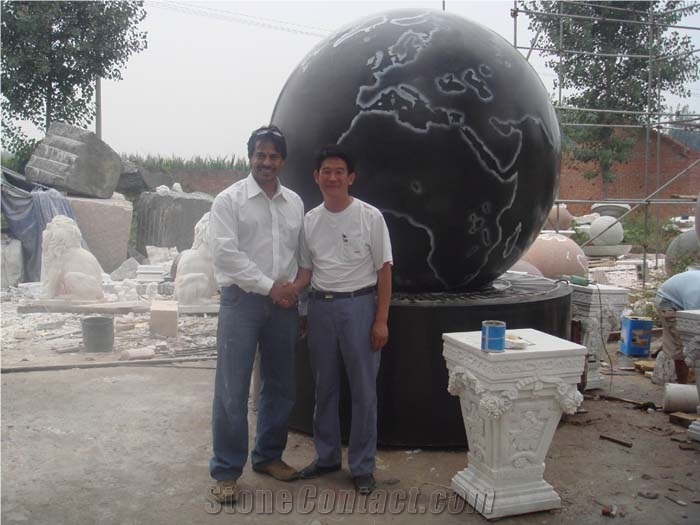Black Granite Floating Sphere Fountain