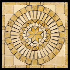 Geometric Beige Travertine Mosaic Medallion