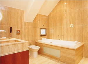Travertine Bathrooms Design, Travertino Romano Classico Beige Travertine Bath Design