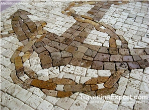 Travertine Anchor Mosaic Medallion