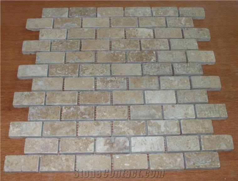 Beige Travertine Brick Mosaic