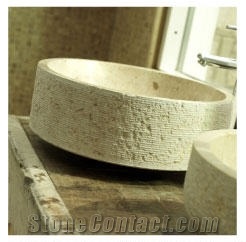 Straight Edge Ribbed-Chisellled Limestone Bowl