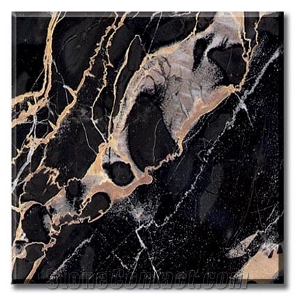 Nero Portoro Marble Slabs & Tiles, Italy Black Marble Polished Flooring Tiles, Walling Tiles